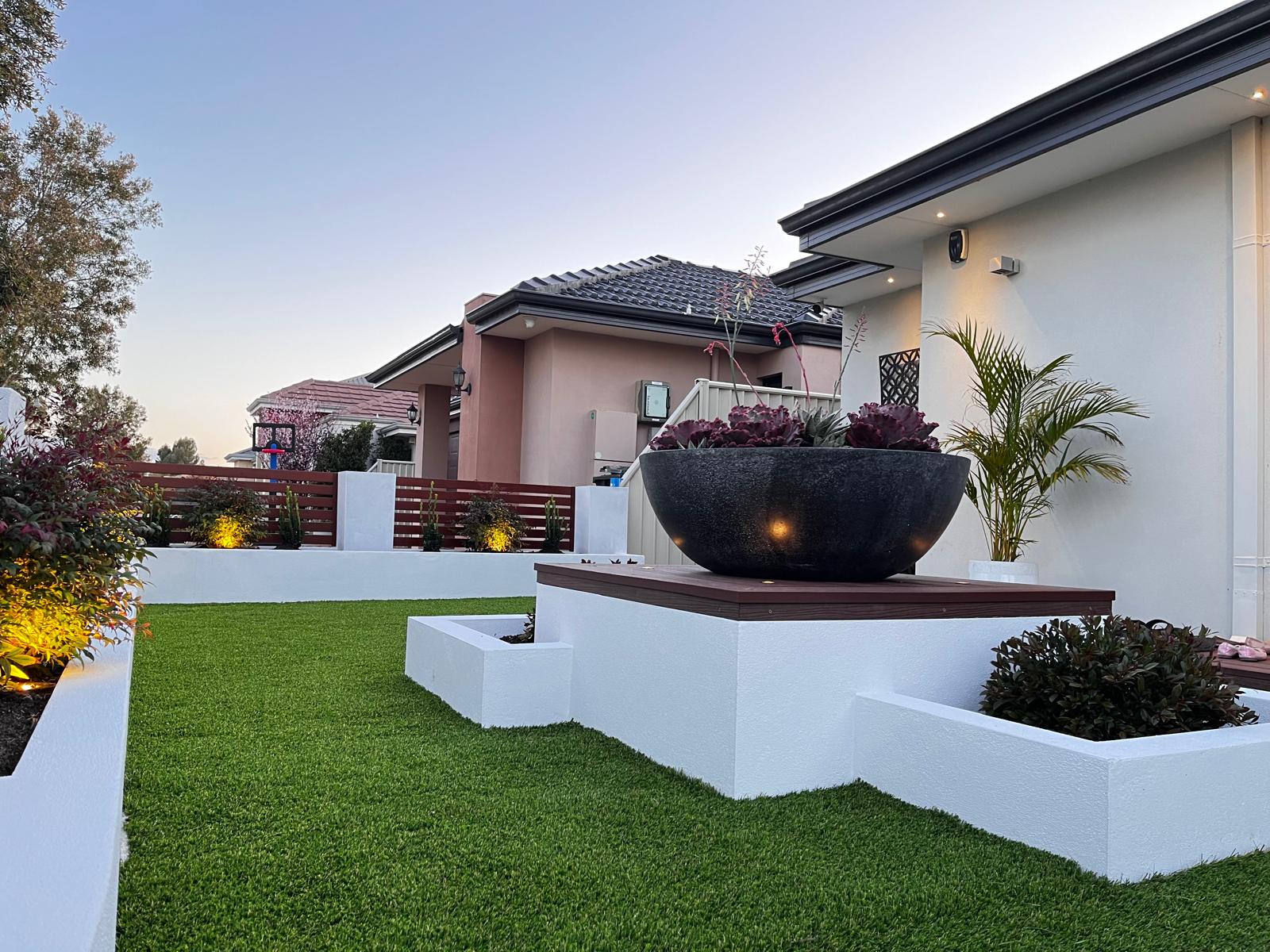 Rendered feature planter with garden bed
